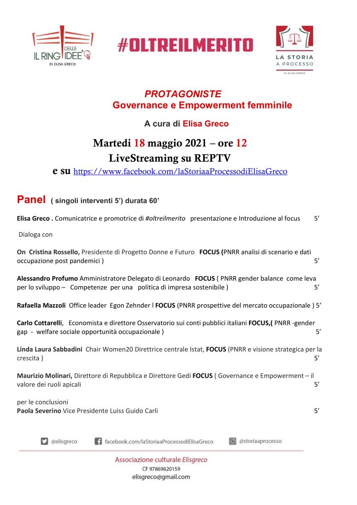 PROTAGONISTE GOVERNANCE E EMPOWERMENT FEMMINILE